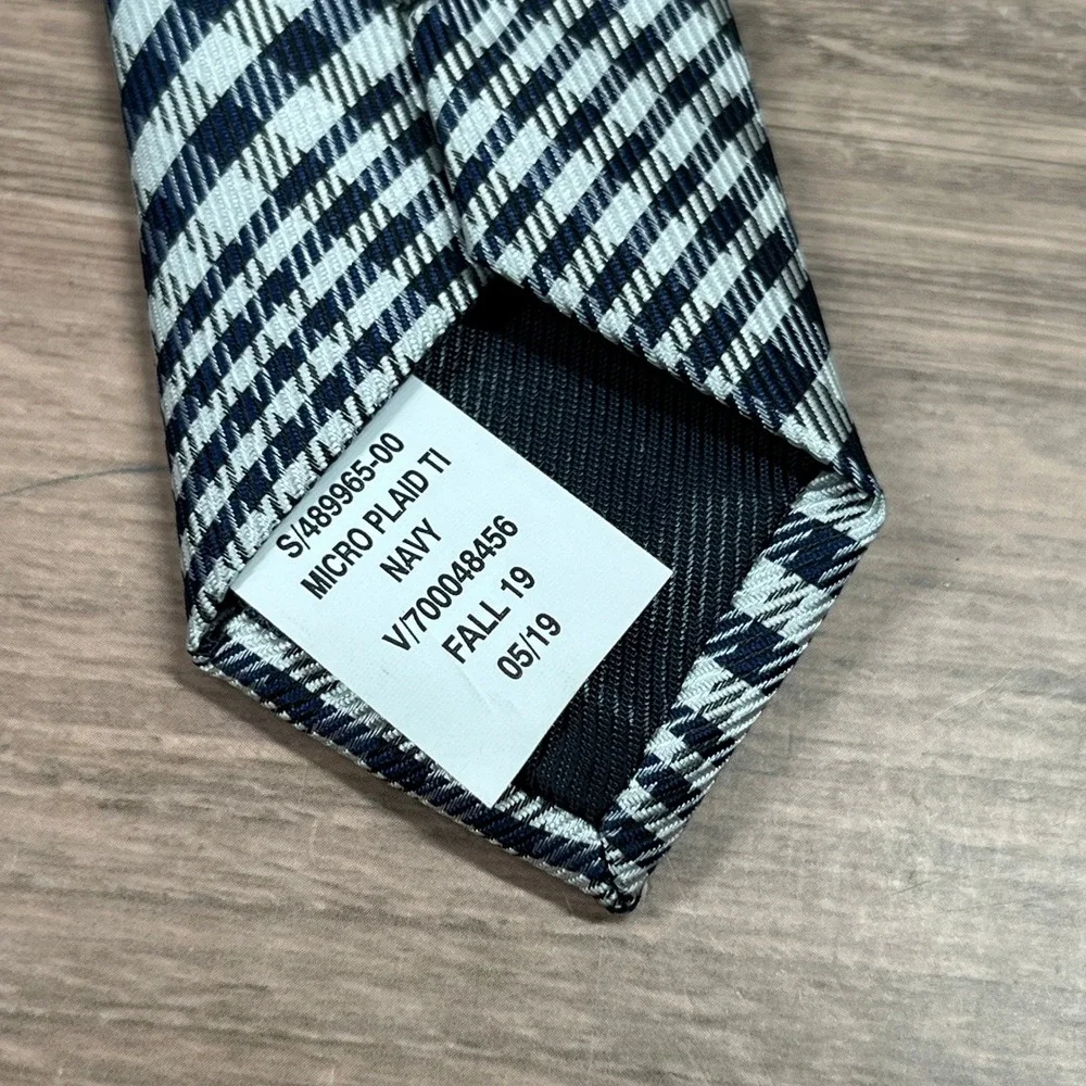 Banana Republic Necktie‎ Mens One Size Navy Blue Micro Plaid